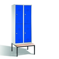 2-tier locker with bench, 4 doors, 2090x810x500/815 mm