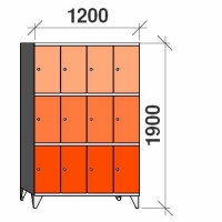 3-tier locker, 12 doors, 1900x1200x545 mm