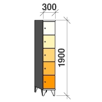 5-tier locker, 5 doors, 1900x300x545 mm