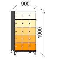 5-tier locker, 15 doors, 1900x900x545 mm