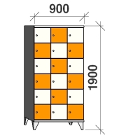 6-tier locker, 18 doors, 1900x900x545 mm