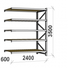 Lagerhylla följesektion 3500x2400x600 300kg/hyllplan 5 hyllor, spånskiva MAXI