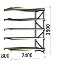 Lagerhylla följesektion 3500x2400x800 300kg/hyllplan 5 hyllor, spånskiva MAXI