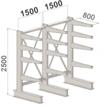 Enkelsidigt grenställ 3 st Pelare, 12 st Arm 800 mm/2500Hx3000Bx800D