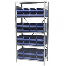 Small parts shelving 2100x1000x400, 32 bins 400x230x150 PPS