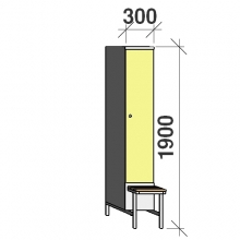 Locker with a bench, 1x300 1900x300x830