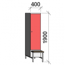 Locker with a bench, 1x400 1900x400x830