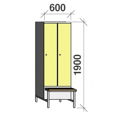 Locker with a bench, 2x300 1900x600x830