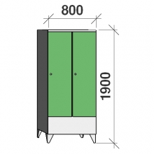 Locker 2x400, 1900x800x545, short door, sep. wall