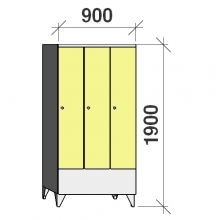 Klädskåp 3x300, 1900x900x545 , kort dörrar