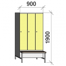 Locker with a bench, 3x300 1900x900x830