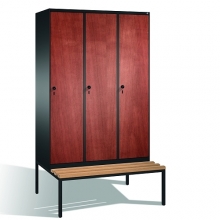 3-door locker with bench, 2090x1200x815, MDF doors