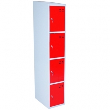 Storage locker, red/grey 4 compartments 1920x350x550