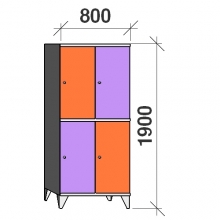 Klädskåp, 4 dörrar, 1900x800x545 mm