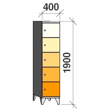 5-Tier locker, 5 doors, 1900x400x545 mm