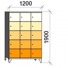 5-Tier locker, 15 doors, 1900x1200x545 mm